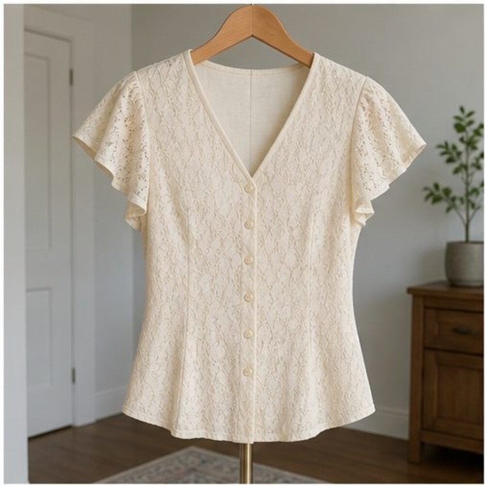 Cream Smocked Top